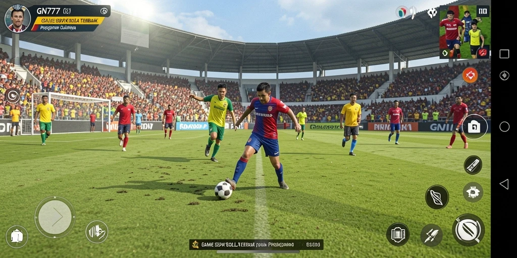 Screenshot gameplay GN777 yang menampilkan aksi sepak bola seru.
