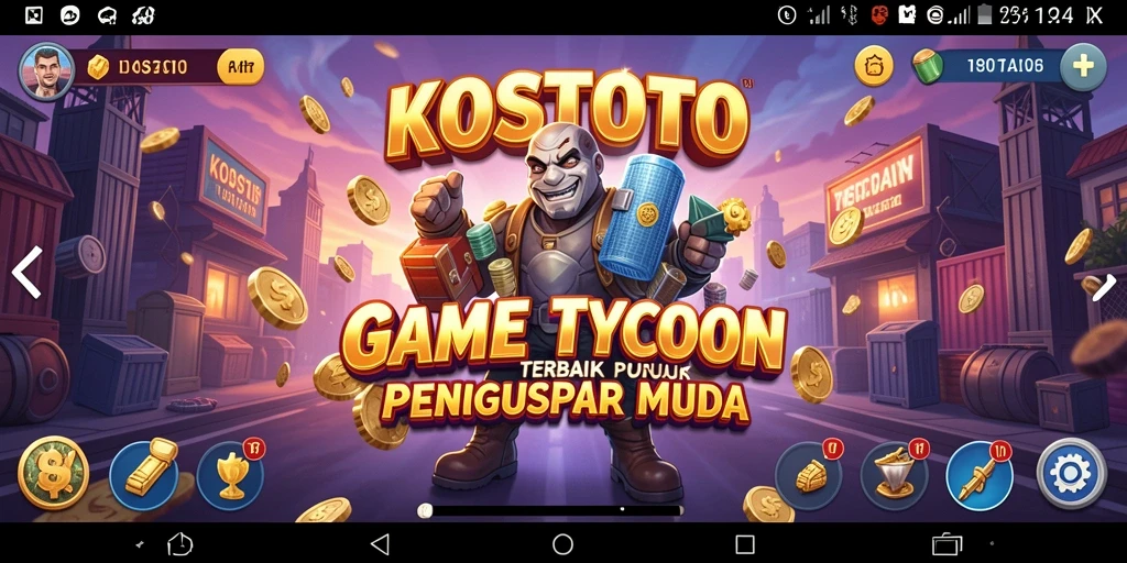 Tampilan gameplay KOSTOTO yang seru dan menantang bagi pengusaha muda.
