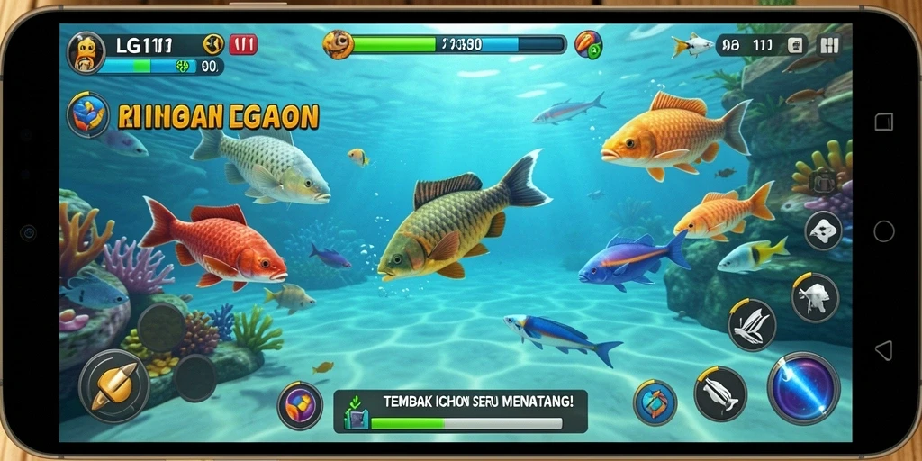 Tampilan grafis LG111 yang menarik dengan gameplay Tembak Ikan.