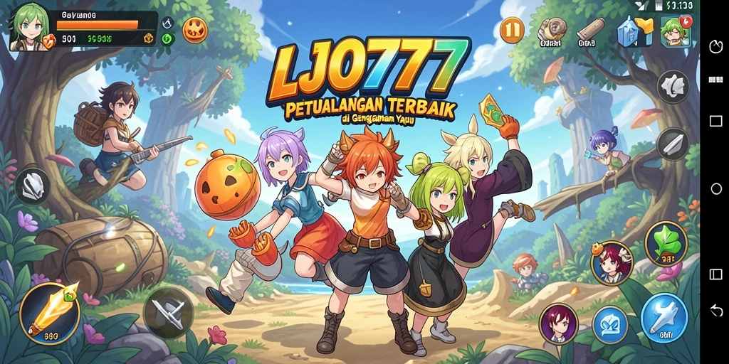 Tampilan gameplay LJO777 menampilkan aksi seru dari karakter anime.