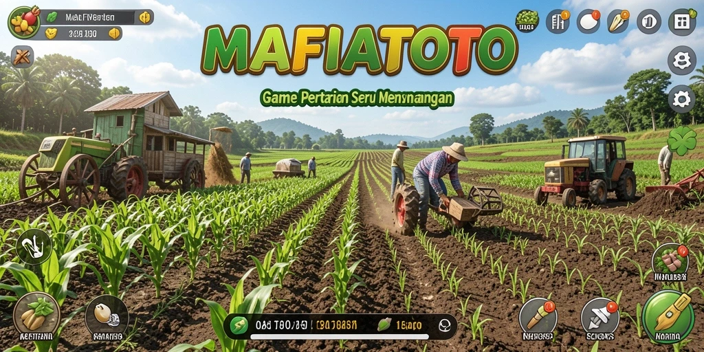 Screenshot gameplay MAFIATOTO yang menampilkan aktivitas bertani yang seru.