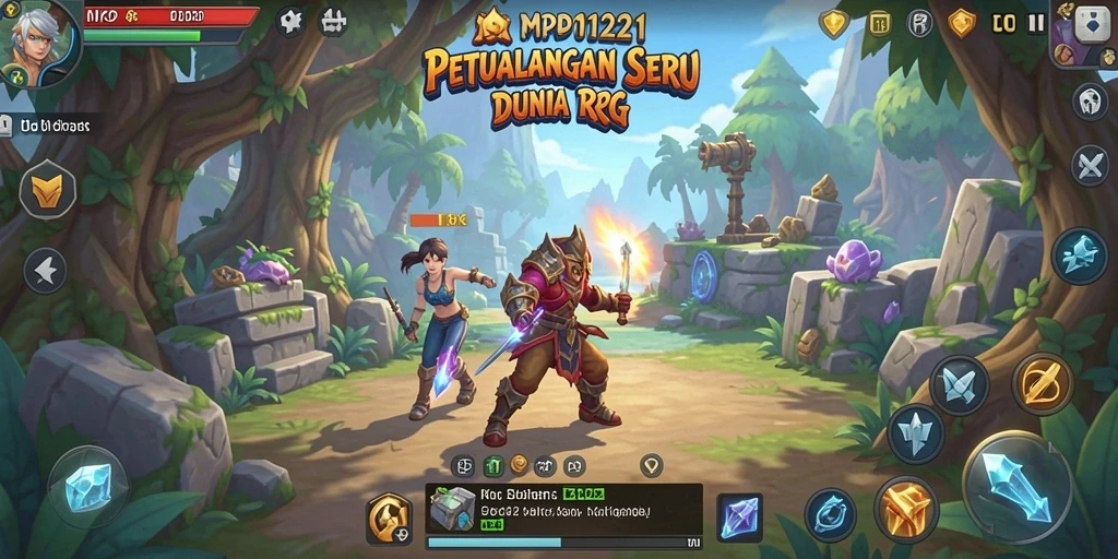 Tampilan screenshot MPO1221 yang menunjukkan aksi seru dalam pertempuran RPG.